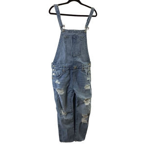 True Religion Women Denim Distressed Jeans Katie Overalls Medium